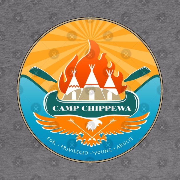 Camp Chippewa Wednesday Addams Inspired Eagle and Canoe Fan Logo by Kraken Sky X TEEPUBLIC